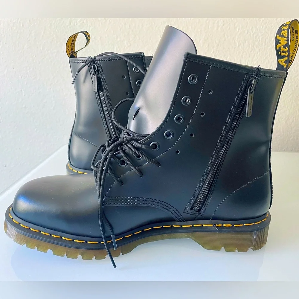 DR MARTENS 1460 Extreme Laces Polished Smooth Leather Black Boots - Picture 12 of 16